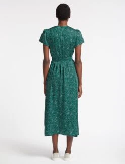 Nina Maxi Dress With Belt - Green White Wiggle Print -The Modern Femme Sales WI22 D467 NINA GREEN WHITE WIGGLEPRINT LS 1935