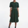 Felicity Pin Corduroy Midi Dress With Belt - Forest Green -The Modern Femme Sales WI22 D472 FELICITY FORESTGREEN LS 2575