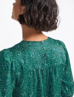 Hester Trapeze Midi Dress - Green White Wiggle Print -The Modern Femme Sales WI22 D483 HESTER GREEN WHITE WIGGLEPRINT LS 3221