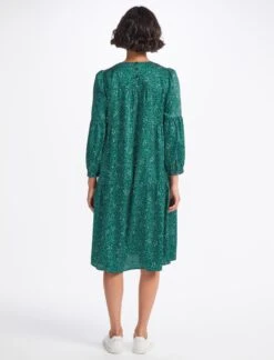 Hester Trapeze Midi Dress - Green White Wiggle Print -The Modern Femme Sales WI22 D483 HESTER GREEN WHITE WIGGLEPRINT LS 3227