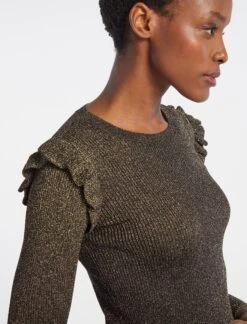 Jessie Lurex Metallic Jumper - Dark Gold -The Modern Femme Sales WI22 K100 JESSIE DARKGOLD LS 3656