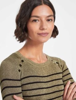 Frieda Lurex Jumper - Light Gold Black Stripe -The Modern Femme Sales WI22 K110 FRIEDA LIGHTGOLD BLACK STRIPE LS 0959 1b99b0e9 a13a 45e4 a002 f4f4a1184062
