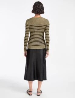 Frieda Lurex Jumper - Light Gold Black Stripe -The Modern Femme Sales WI22 K110 FRIEDA LIGHTGOLD BLACK STRIPE LS 0966 1770d03e d2bb 4aab 9f11 8648a6b619e6