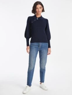 Johanna Wool Rib Knit Jumper - Navy -The Modern Femme Sales WI22 K112 JOHANNA NAVY LS 1949