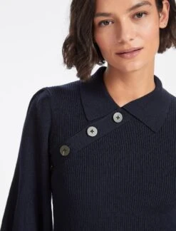 Johanna Wool Rib Knit Jumper - Navy -The Modern Femme Sales WI22 K112 JOHANNA NAVY LS 1979