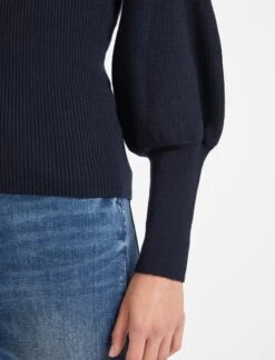 Johanna Wool Rib Knit Jumper - Navy -The Modern Femme Sales WI22 K112 JOHANNA NAVY LS 1986