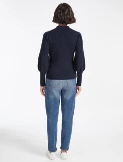 Johanna Wool Rib Knit Jumper - Navy -The Modern Femme Sales WI22 K112 JOHANNA NAVY LS 1991