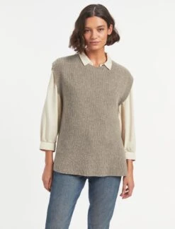 Janice Wool Round Neck Sleeveless Jumper - Taupe -The Modern Femme Sales WI22 K129 JANICE TAUPE LS 1531