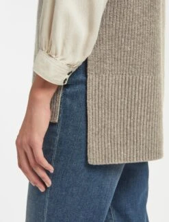 Janice Wool Round Neck Sleeveless Jumper - Taupe -The Modern Femme Sales WI22 K129 JANICE TAUPE LS 1555