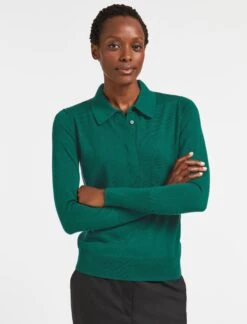 Josie Wool Collared Jumper - Mid Green