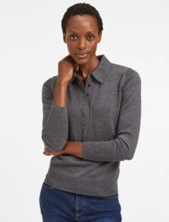 Josie Wool Collared Jumper - Mid Grey