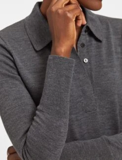 Josie Wool Collared Jumper - Mid Grey -The Modern Femme Sales WI22 K24 JOSIE MIDGREY LS 320