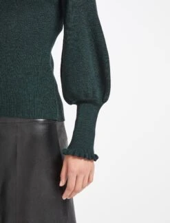 Judy Wool Rib Knit Jumper - Dark Green -The Modern Femme Sales WI22 K99 JUDY DARKGREEN LS 0830