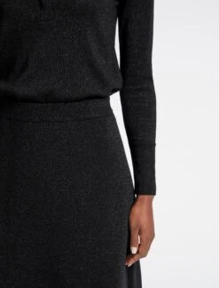 Sasha Lurex Wool A Line Knit Skirt - Black -The Modern Femme Sales WI22 SASHA SK139 BLACK LS 3387