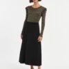 Sasha Lurex Wool A Line Knit Skirt - Black