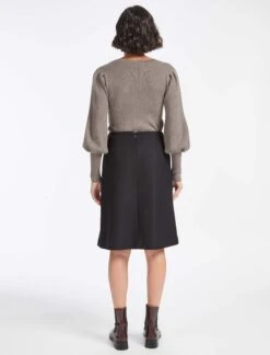 Audrey Classic Wool A Line Skirt - Black -The Modern Femme Sales WI22 SK73 AUDREY BLACK LS 0614