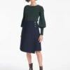 Audrey Classic Wool A Line Skirt - Navy