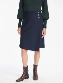 Audrey Classic Wool A Line Skirt - Navy -The Modern Femme Sales WI22 SK73 AUDREY NAVY LS 0599
