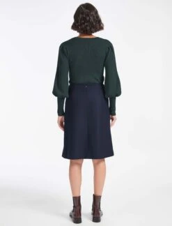 Audrey Classic Wool A Line Skirt - Navy -The Modern Femme Sales WI22 SK73 AUDREY NAVY LS 0614