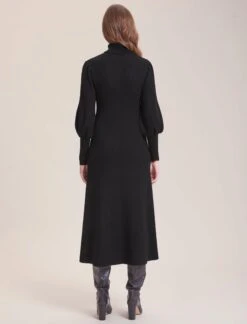 Eva Merino Wool Roll Neck Dress - Black -The Modern Femme Sales WI23 D574 EVA BLACK LS 36564