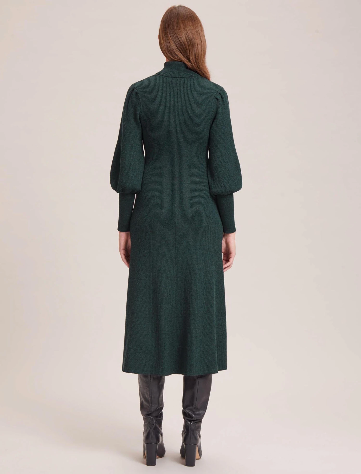 Eva Merino Wool Roll Neck Dress - Dark Green 7 Eva Merino Wool Roll Neck Dress - Dark Green - Image 5
