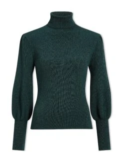 Eva Wool Roll Neck Jumper - Dark Green -The Modern Femme Sales WI23 K10 EVA DARKGREEN CO