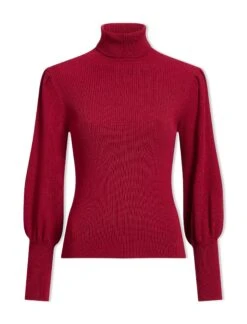 Eva Wool Roll Neck Jumper - Dark Red -The Modern Femme Sales WI23 K10 EVA DARKRED CO