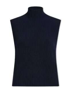 Janie Cashmere Blend Funnel Neck Sleeveless Jumper - Navy -The Modern Femme Sales WI23 K156 JANIE NAVY CO