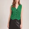 Wesley Lurex V Neck Waistcoat - Emerald Green -The Modern Femme Sales WI23 K170 WESLEY EMERALDGREEN LS 34147