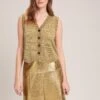 Wesley Lurex V Neck Waistcoat - Gold -The Modern Femme Sales WI23 K170 WESLEY GOLD SK119 TIANA GOLD 34801