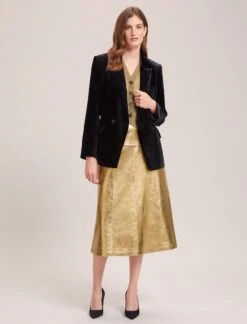 Wesley Lurex V Neck Waistcoat - Gold -The Modern Femme Sales WI23 K170 WESLEY GOLD SK119 TIANA GOLD 34842