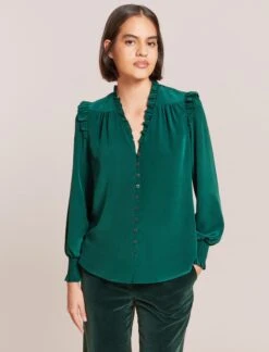 Stella Silk Shirt - Dark Green