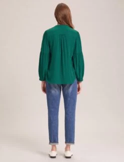 Ella Silk Shirt - Dark Green -The Modern Femme Sales WI23 S82 ELLA DARKGREEN LS 33788