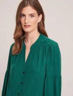 Ella Silk Shirt - Dark Green -The Modern Femme Sales WI23 S82 ELLA DARKGREEN LS 33803