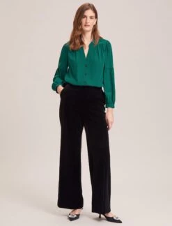 Ella Silk Shirt - Dark Green -The Modern Femme Sales WI23 S82 ELLA DARKGREEN LS 33830