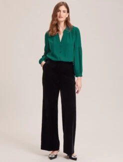 Ella Silk Shirt - Dark Green -The Modern Femme Sales WI23 S82 ELLA DARKGREEN LS 33834