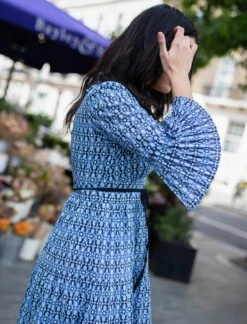 Cordelia Organic Cotton Maxi Dress - Light Blue Geo Star Print -The Modern Femme Sales cordelia dde 006