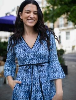 Cordelia Organic Cotton Maxi Dress - Light Blue Geo Star Print -The Modern Femme Sales cordelia dde 007